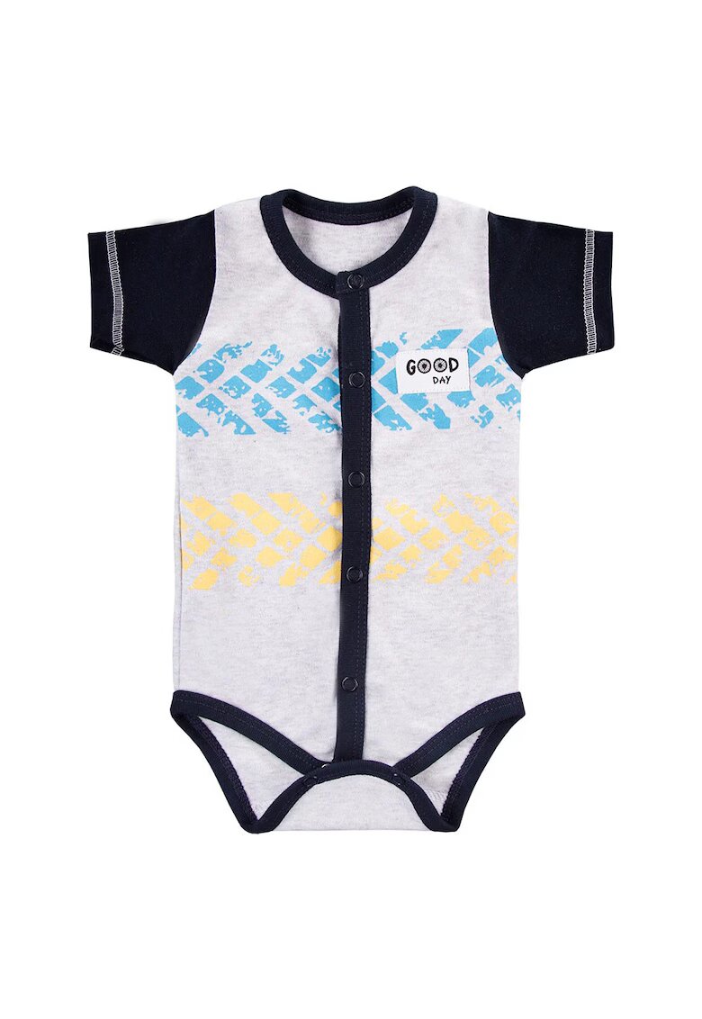 EEVI Body cu maneca scurta si capse in fata - - Bike - Gri cu maneci Bleumarin - pentru baietei - Gri