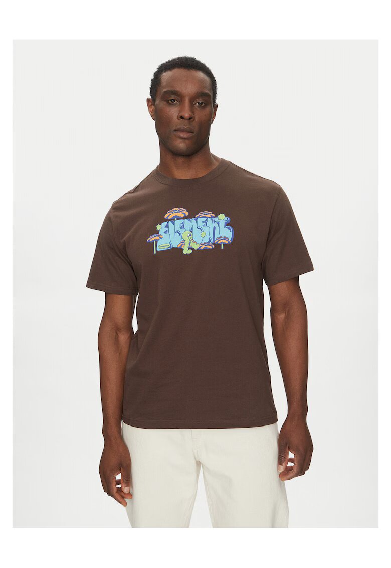 Element Tricou barbatesc maro - bumbac