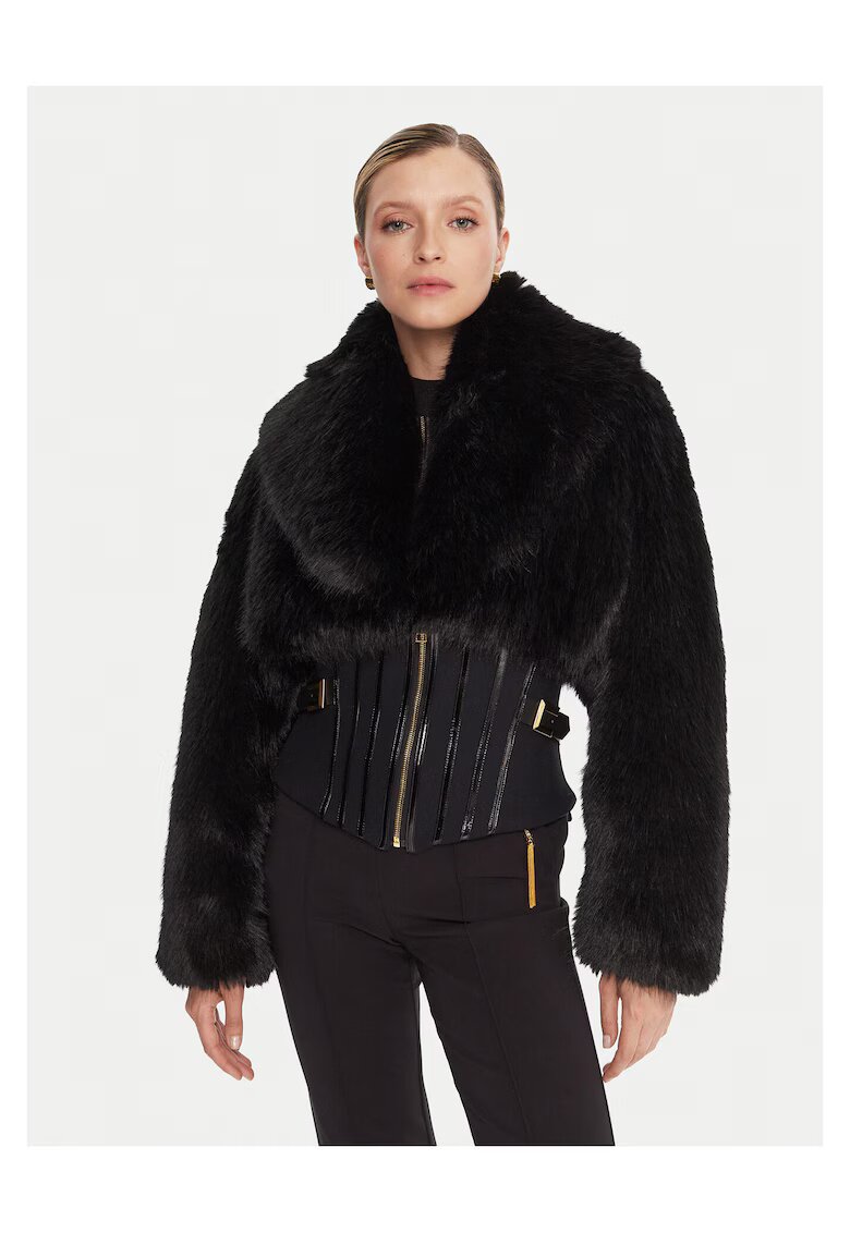 Elisabetta Franchi Palton dama negru - blana