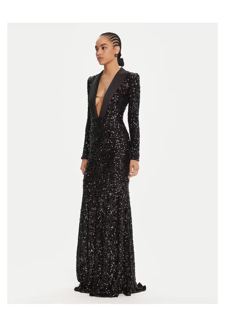 Elisabetta Franchi Rochie de seara - neagra - maneca lunga