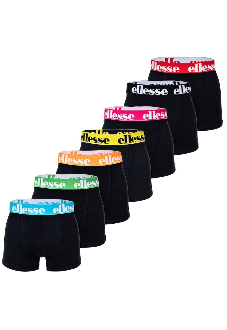 ELLESSE Set de boxeri cu banda logo in talie - 7 perechi - Verde/Negru/Fucsia