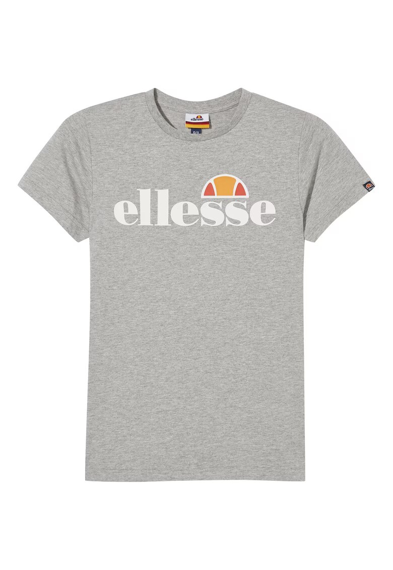 ELLESSE Tricou cu decolteu la baza gatului si logo - Alb/Gri