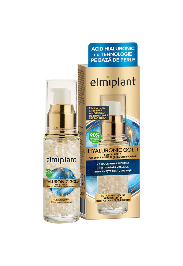 Elmiplant Ser anti-rid cu perle pentru fata - Hyaluronic Gold - 30 ml