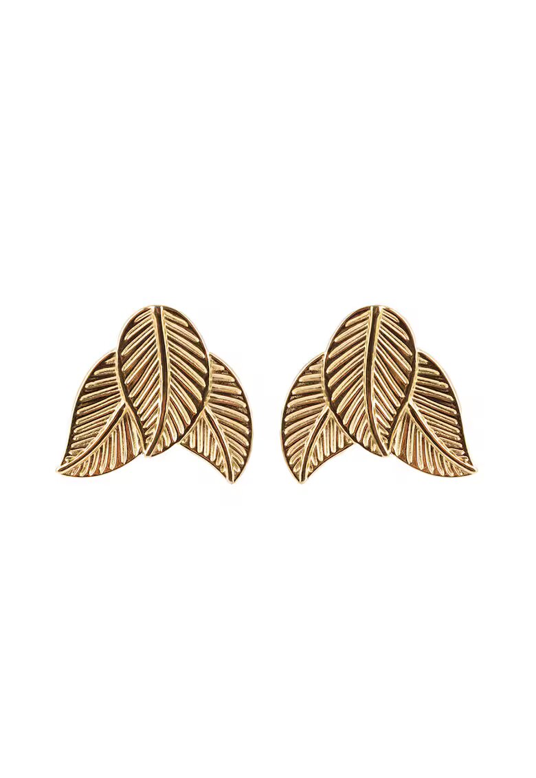 Emily Westwood Cercei in forma de frunze - placati cu aur de 18K - Auriu