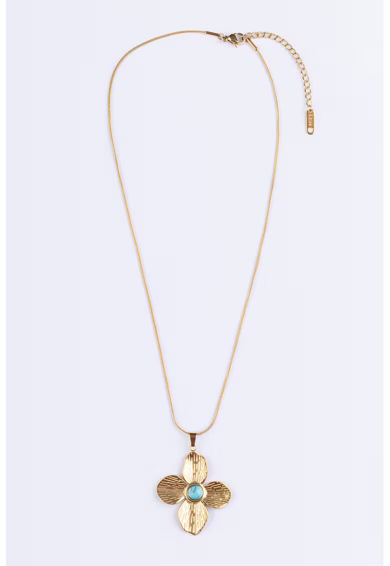 Emily Westwood Colier de otel inoxidabil placat cu aur de 18K - Auriu/Turcoaz