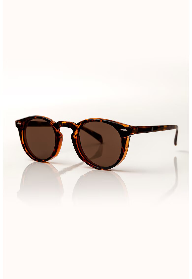 Emily Westwood Ochelari de soare rotunzi cu animal print - Maro/Portocaliu