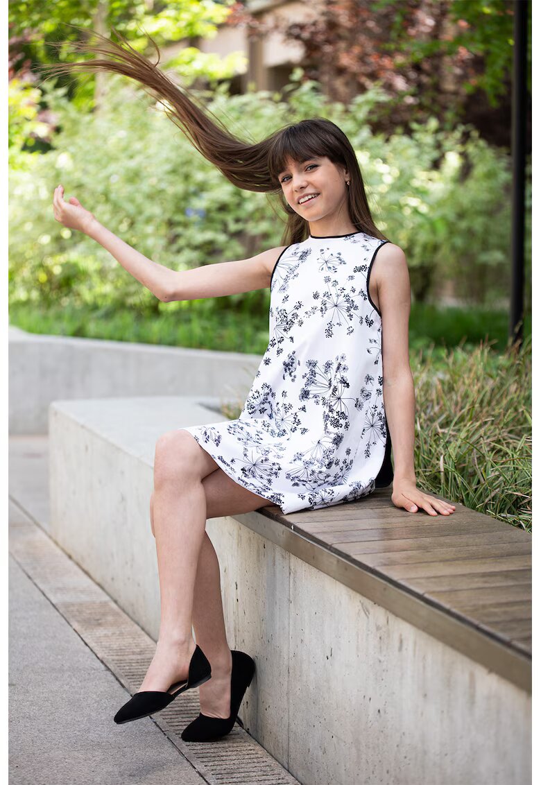 EMMA concept wear Rochie cu croiala A si imprimeu floral - Negru stins/Alb optic