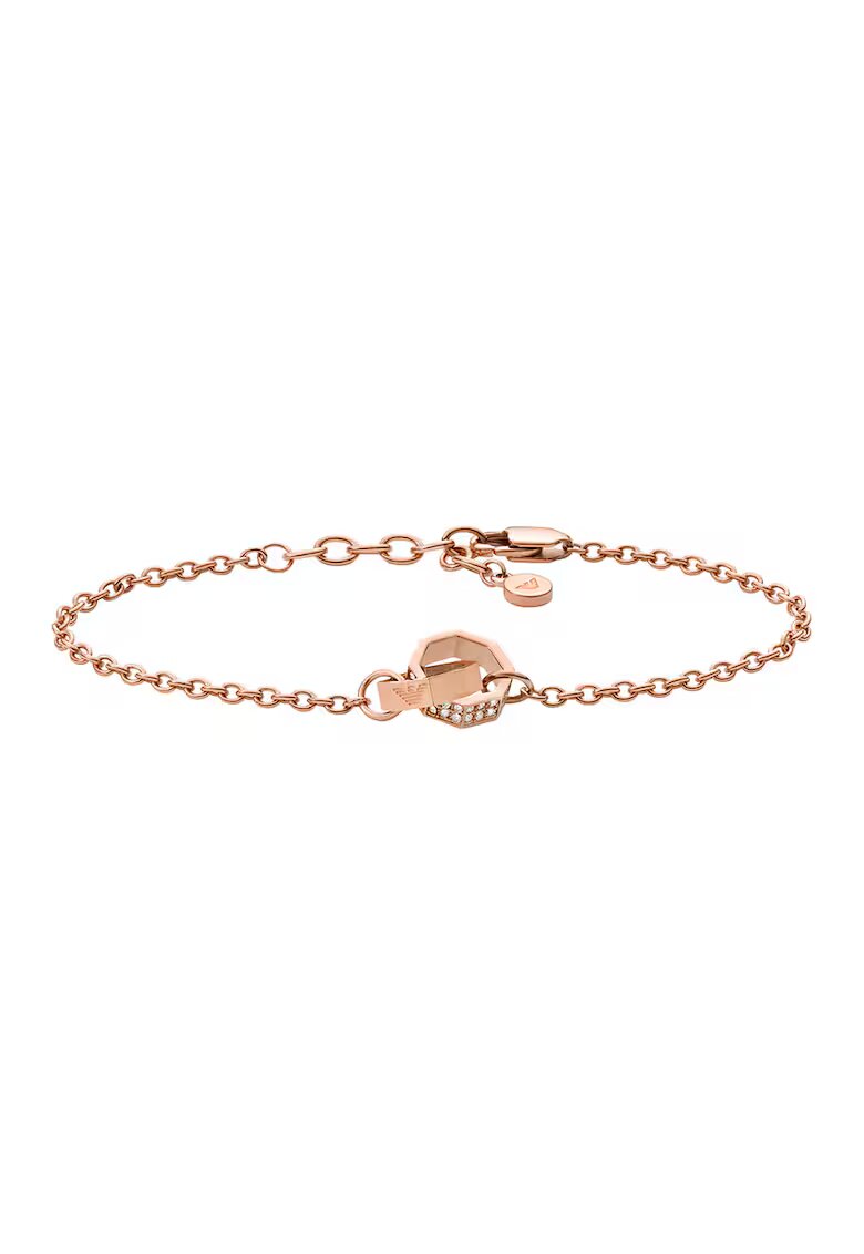 Emporio Armani Bratara de otel inoxidabil cu cristale - Auriu rose