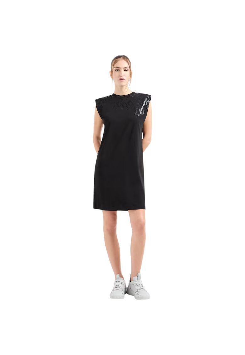 Emporio Armani Rochie EA7 Train Graphic Stretch 40696 - Negru
