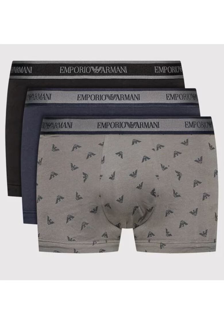 Emporio Armani Set 3 perechi de boxeri barbati - bumbac - negru/gri/albastru marin