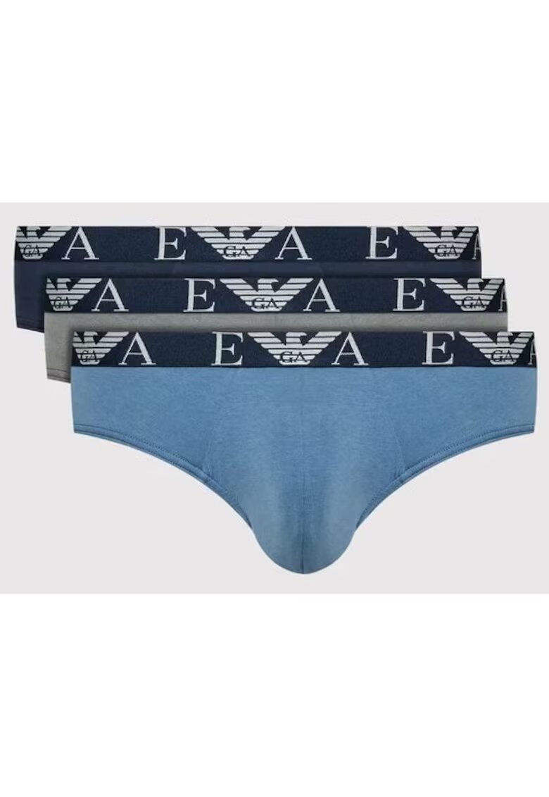 Emporio Armani Set 3 perechi de chiloti barbati - albastru/gri - 95% bumbac