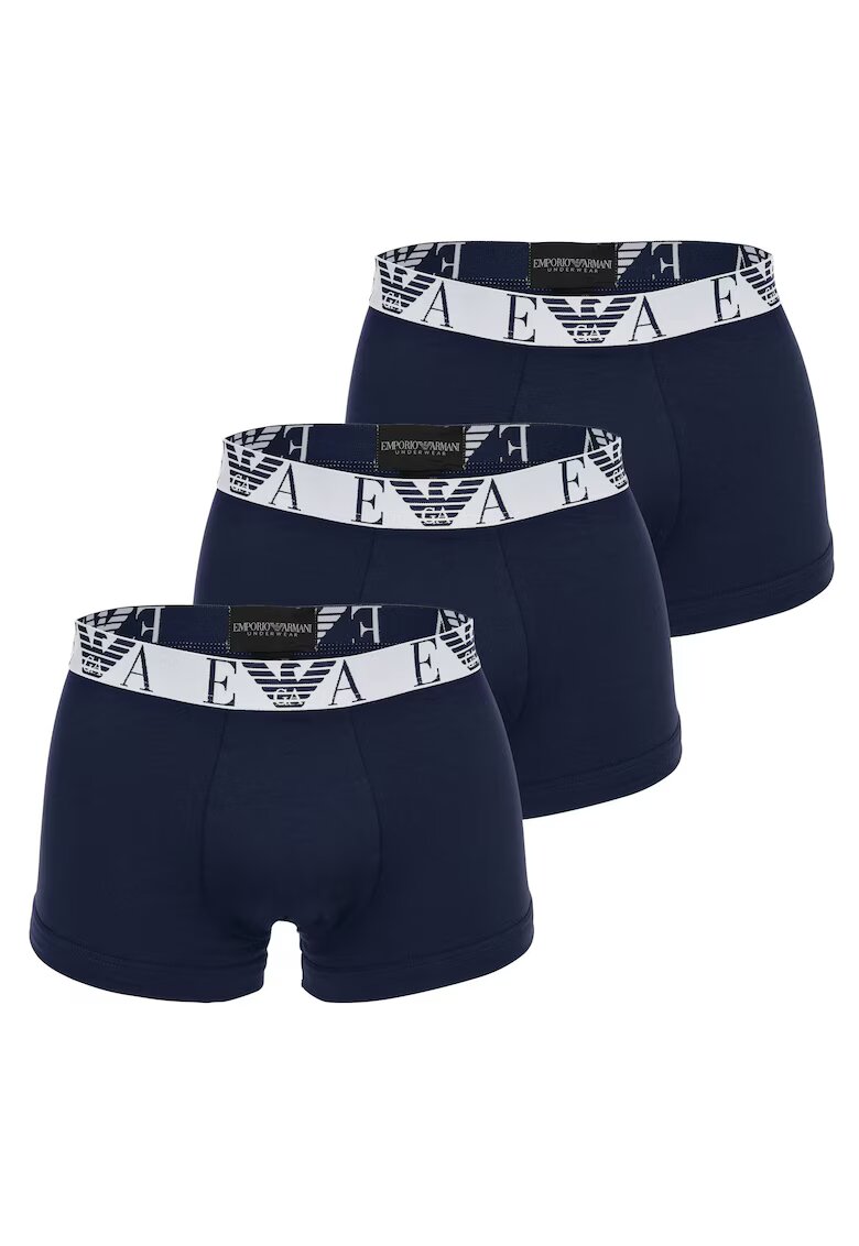 Emporio Armani Set de boxeri cu banda logo - 3 perechi - Albastru