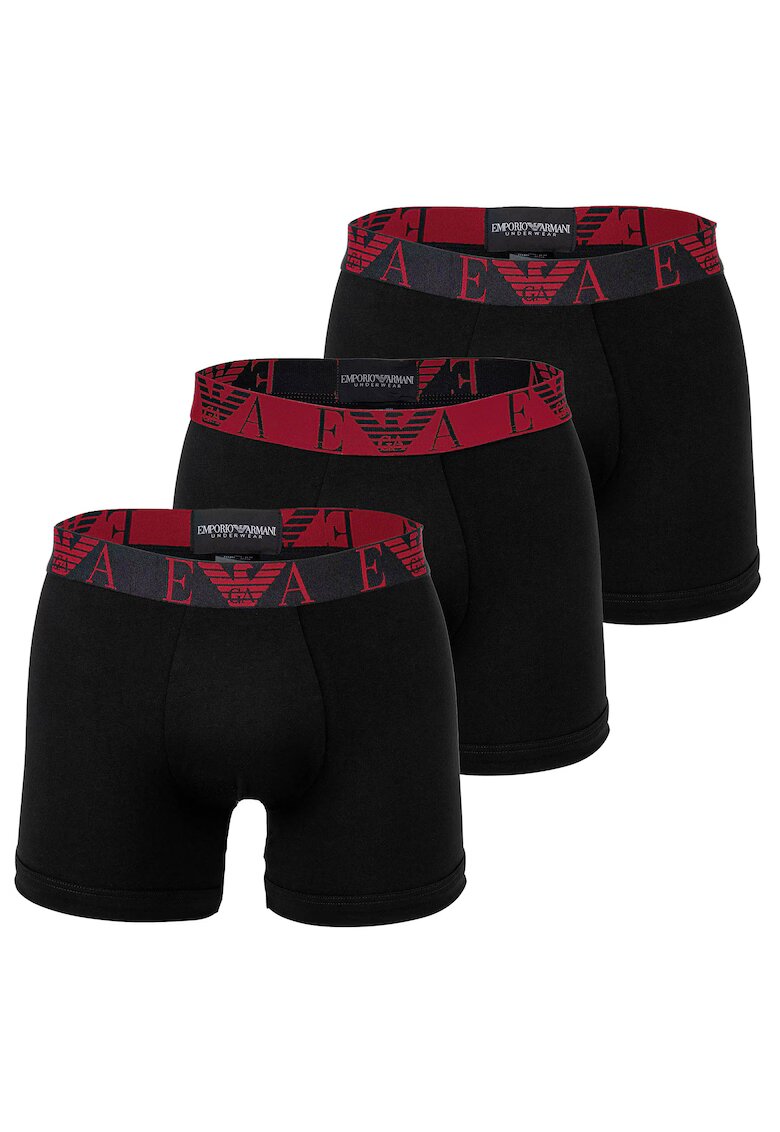 Emporio Armani Set de boxeri din amestec de bumbac - 3 perechi - Negru