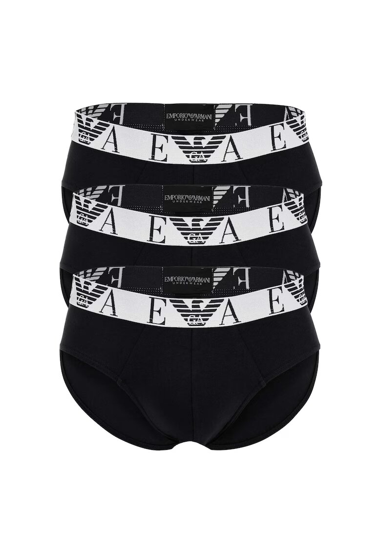 Emporio Armani Set de chiloti cu logo - 3 perechi - Negru