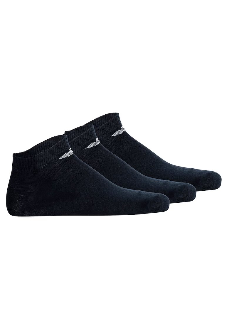 Emporio Armani Set de sosete pana la glezna cu logo - 3 perechi - Albastru