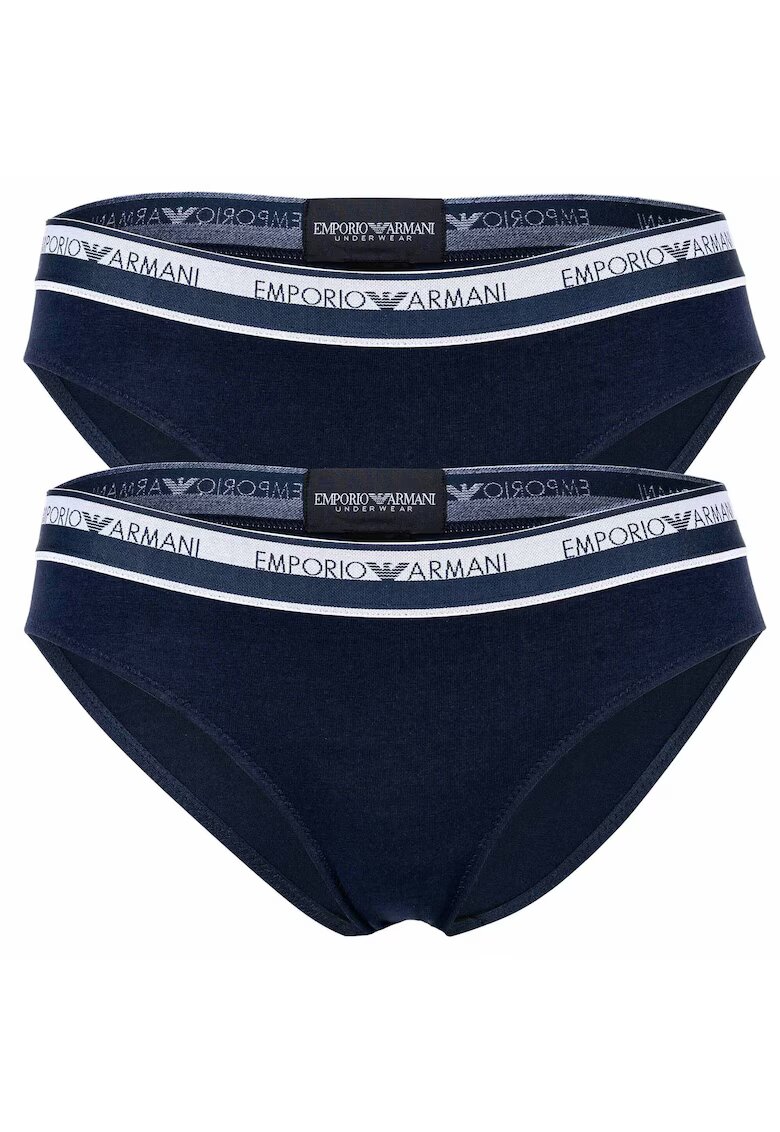 Emporio Armani Set of 2 perechi de chiloti de bumbac cu banda logo - Bleumarin
