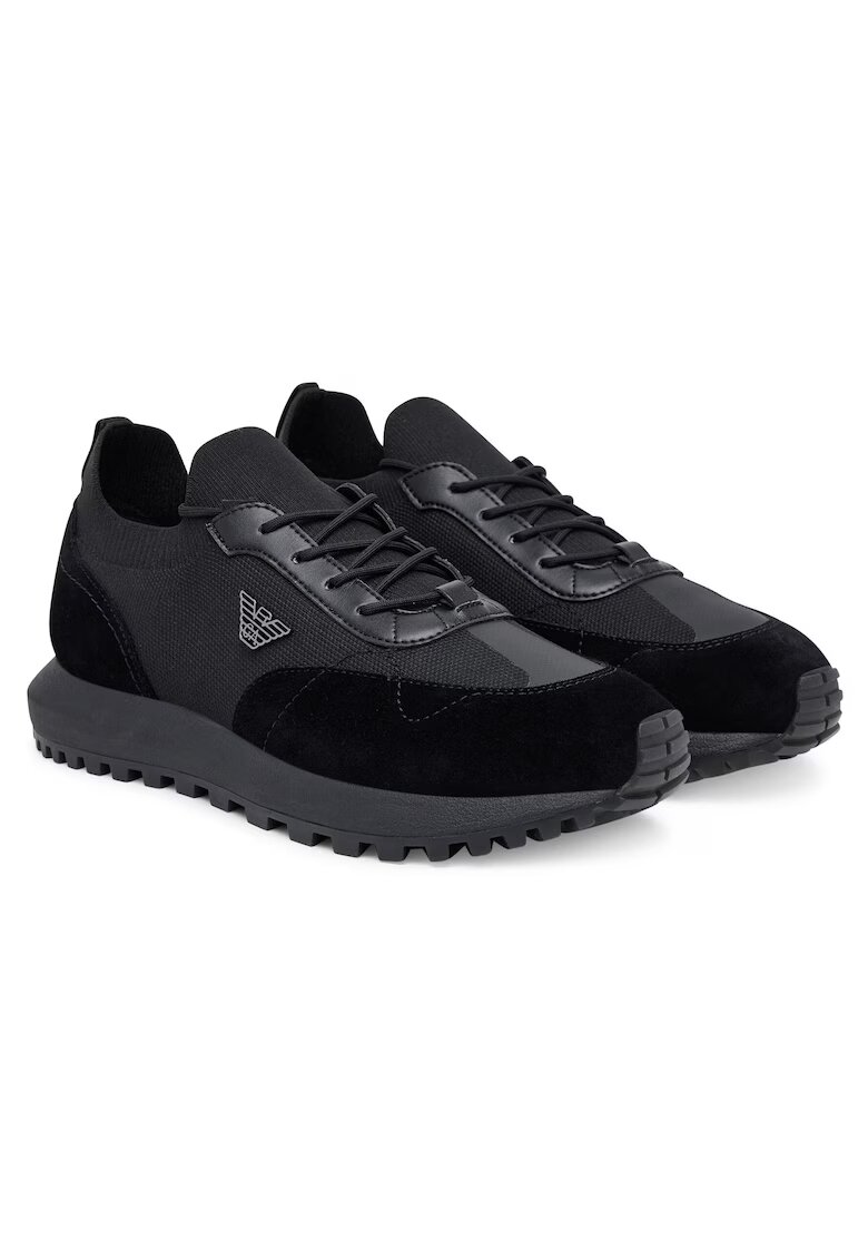 Emporio Armani Tenisi barbati piele naturala - negru