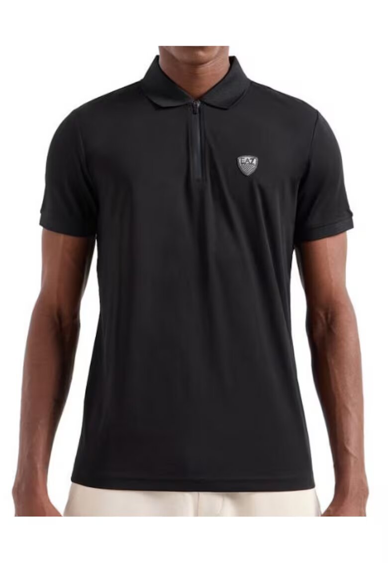 Emporio Armani Tricou cu guler polo si fenta cu fermoar