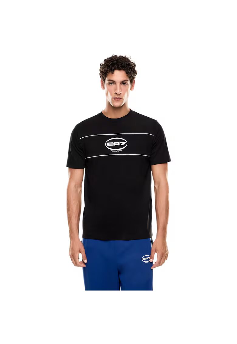 Emporio Armani Tricou EA7 Train Logo Series Piping 49473 - Negru