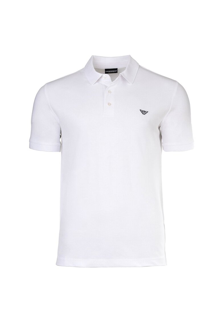 Emporio Armani Tricou polo din amestec de bumbac cu logo discret - Alb