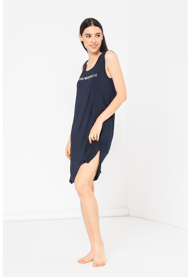 Emporio Armani Underwear Rochie de plaja cu imprimeu logo - Bleumarin