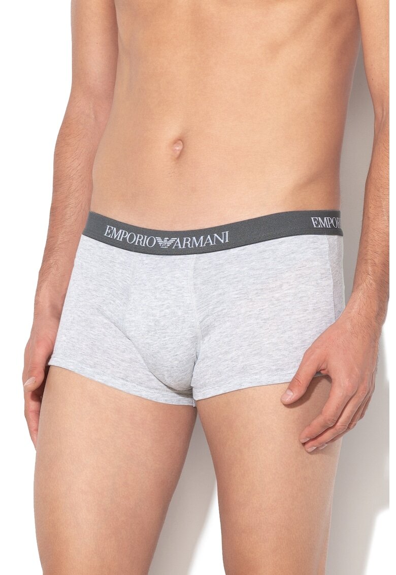 Emporio Armani Underwear Set de boxeri cu banda elastica in talie - cu logo - 3 perechi - Negru/Gri deschis melange/Bleumarin