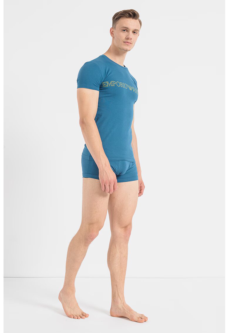 Emporio Armani Underwear Set de boxeri si tricou cu imprimeu logo - 2 piese - Albastru