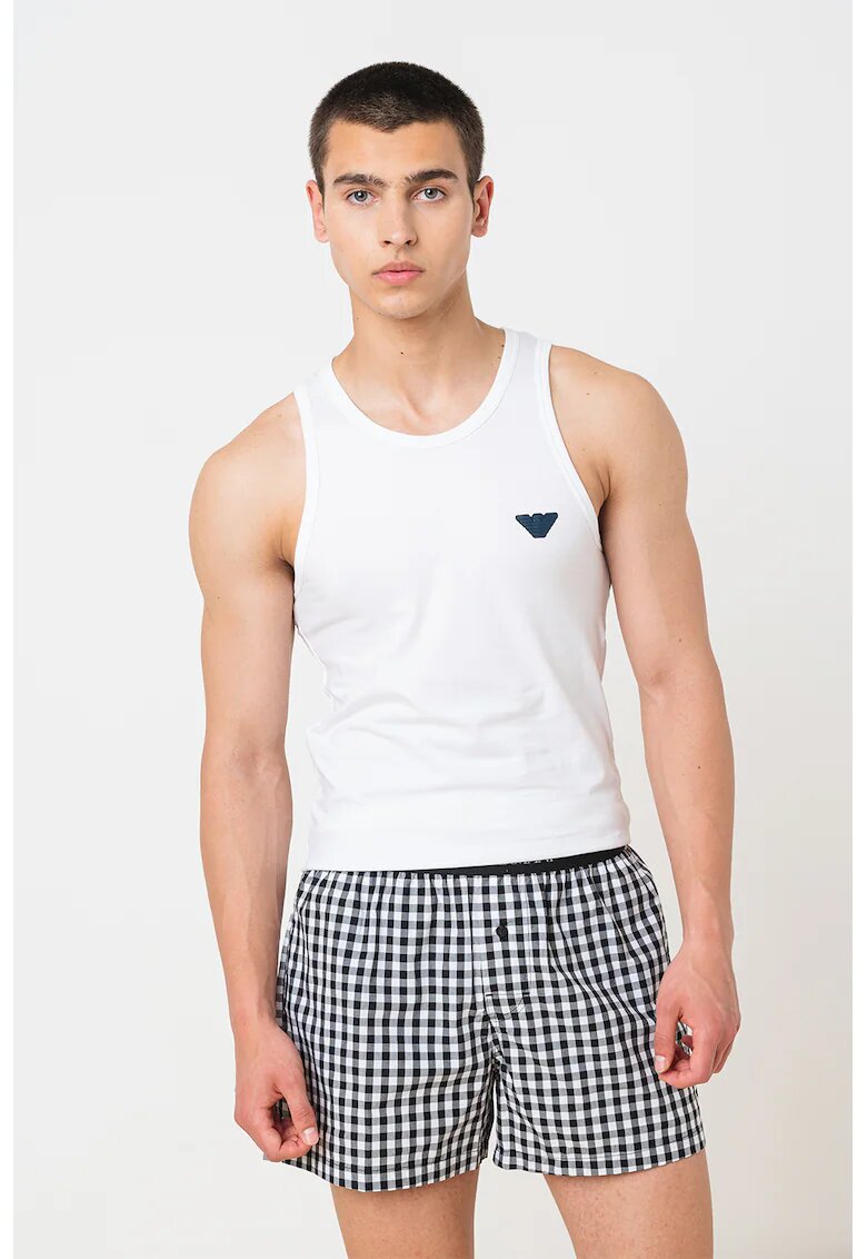 Emporio Armani Underwear Top din amestec de bumbac cu logo - Alb