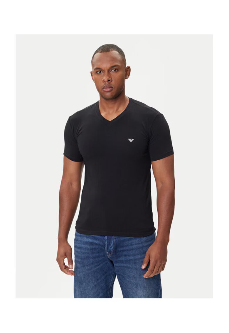 Emporio Armani Underwear Tricou barbati negru - bumbac