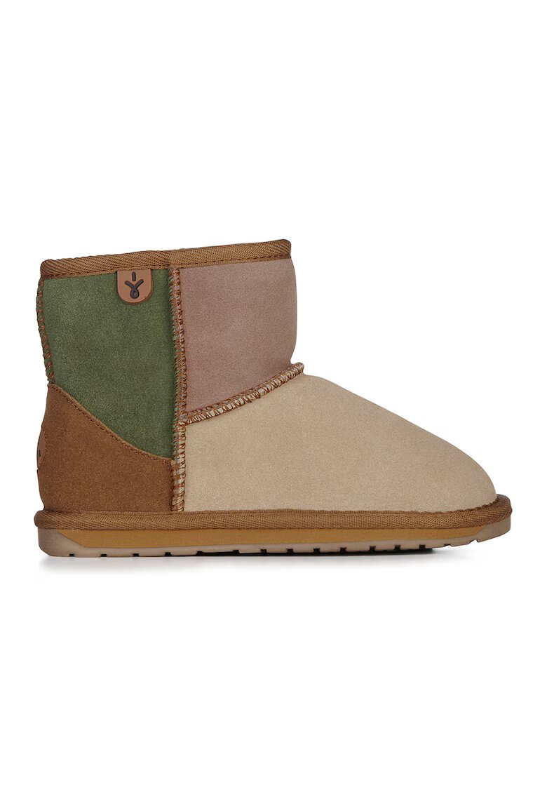 Emu Cizme fara inchidere - de piele intoarsa - cu model colorblock Wallaby - Bej/Kaki