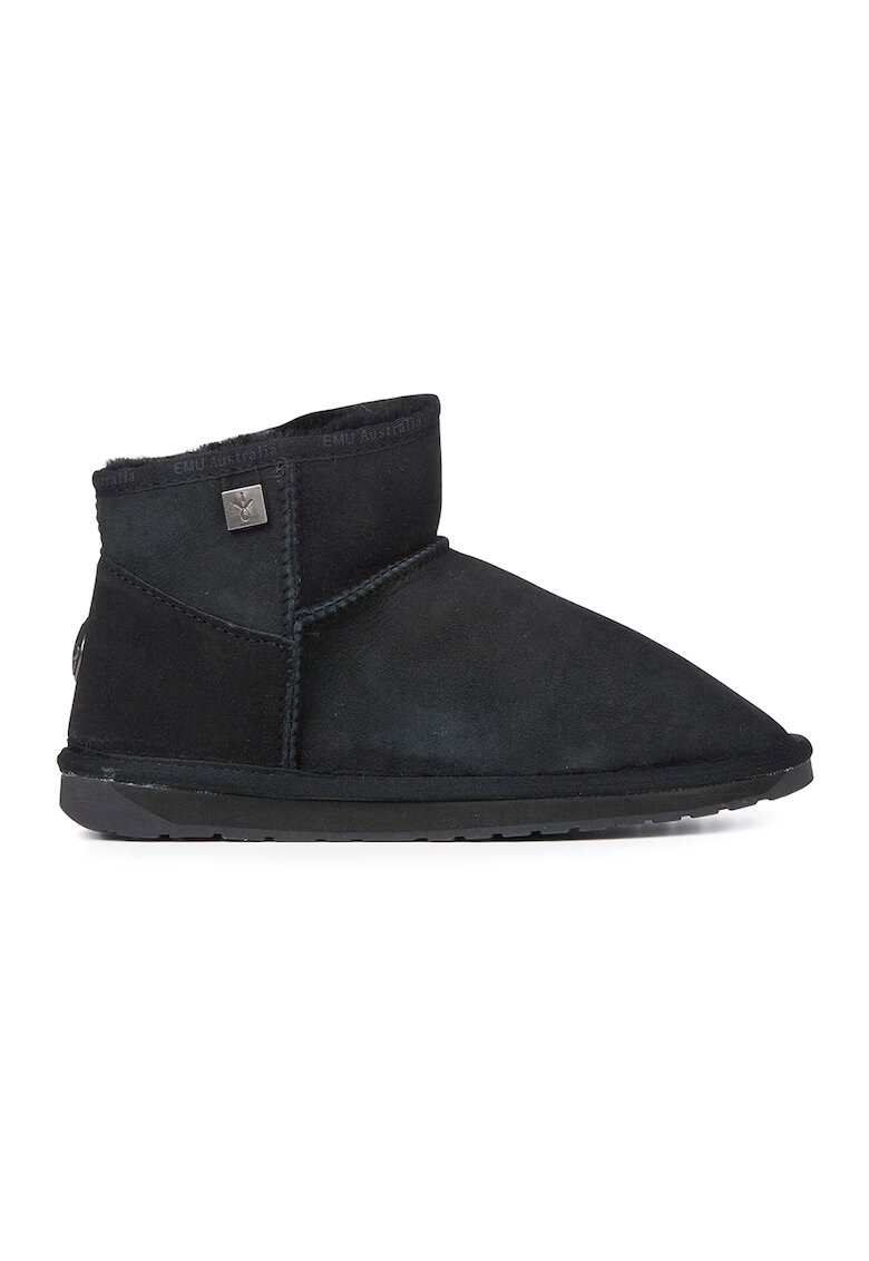 Emu Ghete slip-on de piele intoarsa cu logo - Negru
