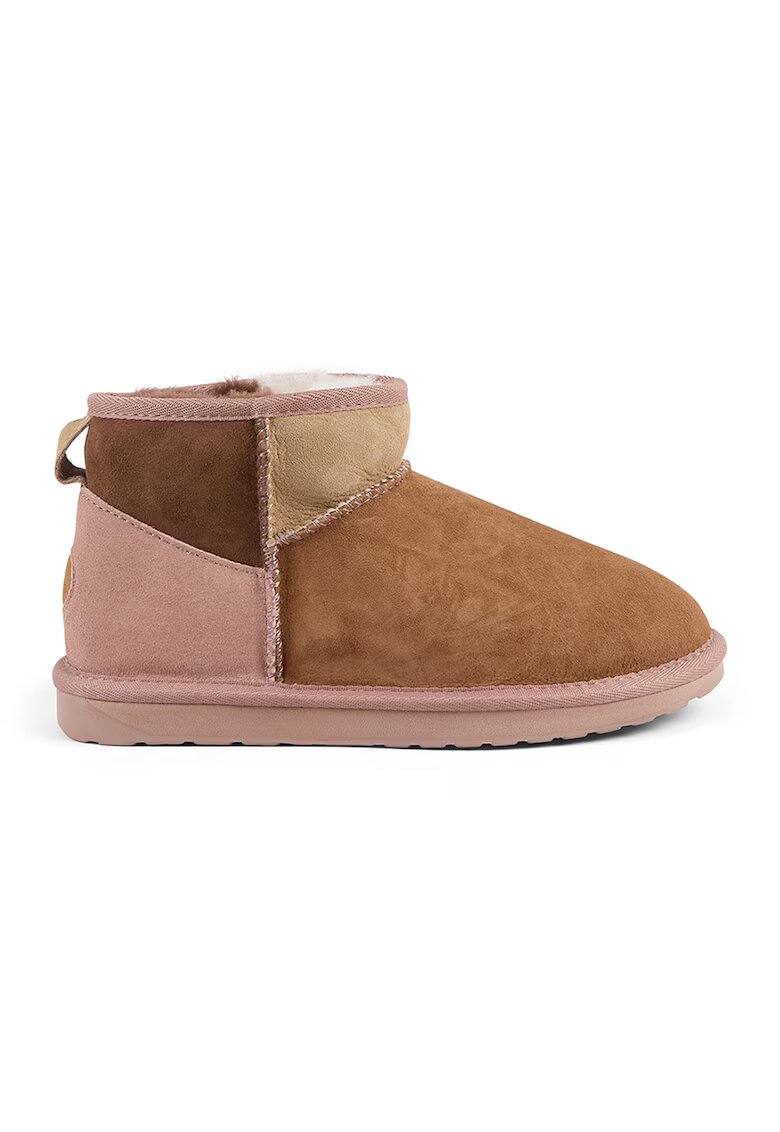 Emu Ghete slip-on de piele intoarsa cu model colorblock - Caramel/Roz prafuit/Bej deschis
