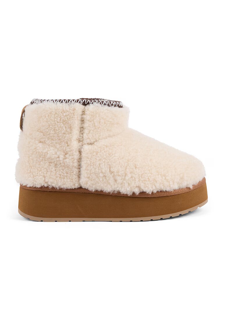Emu Ghete slip-on din teddy - Caramel/Alb murdar