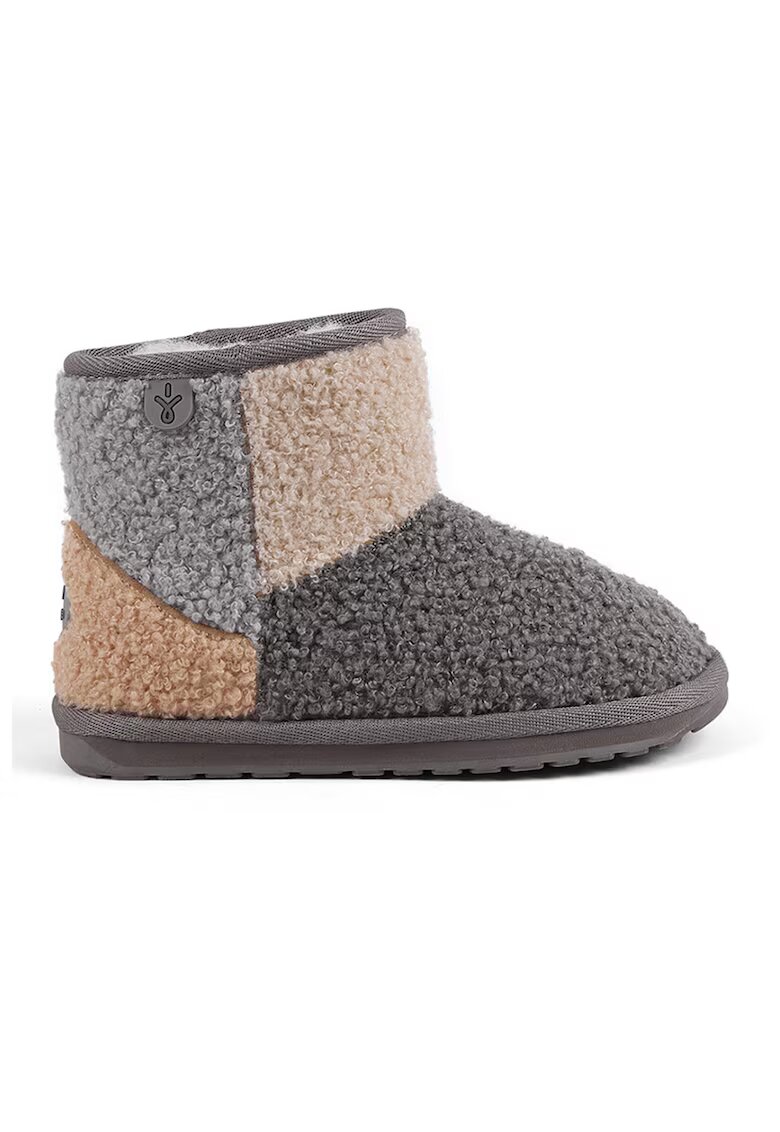 Emu Ghete slip-on din teddy cu captuseala de lana - Gri deschis/Bej deschis/Maro camel