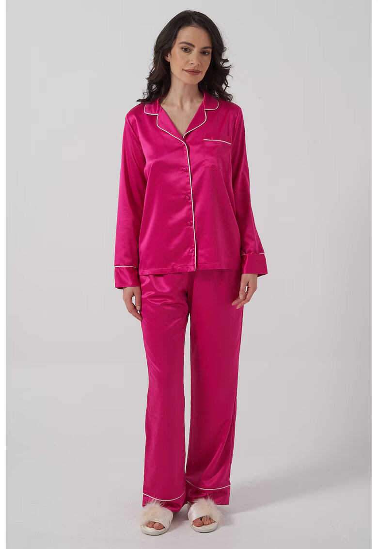 En Prive Pijama cu buzunar pe piept - Fucsia