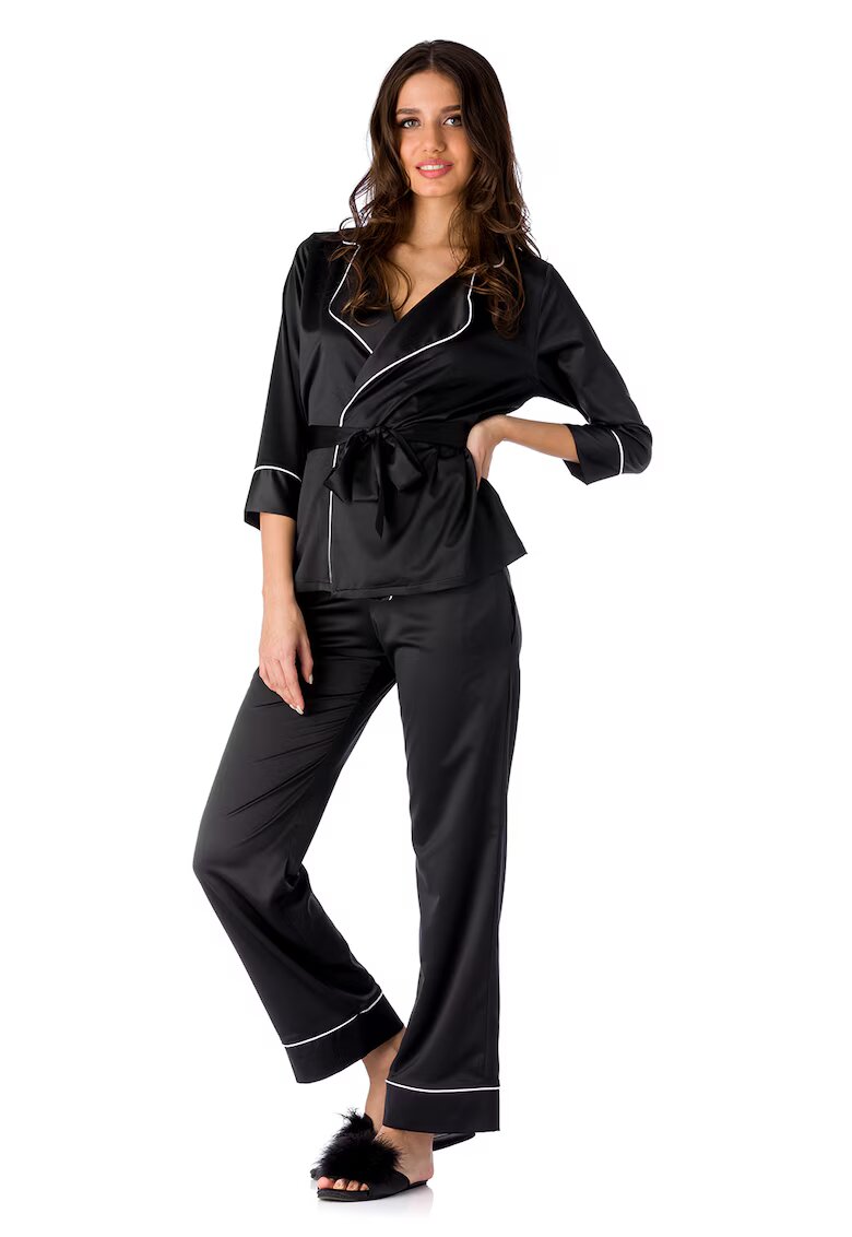 En Prive Pijama din satin Iris - Negru