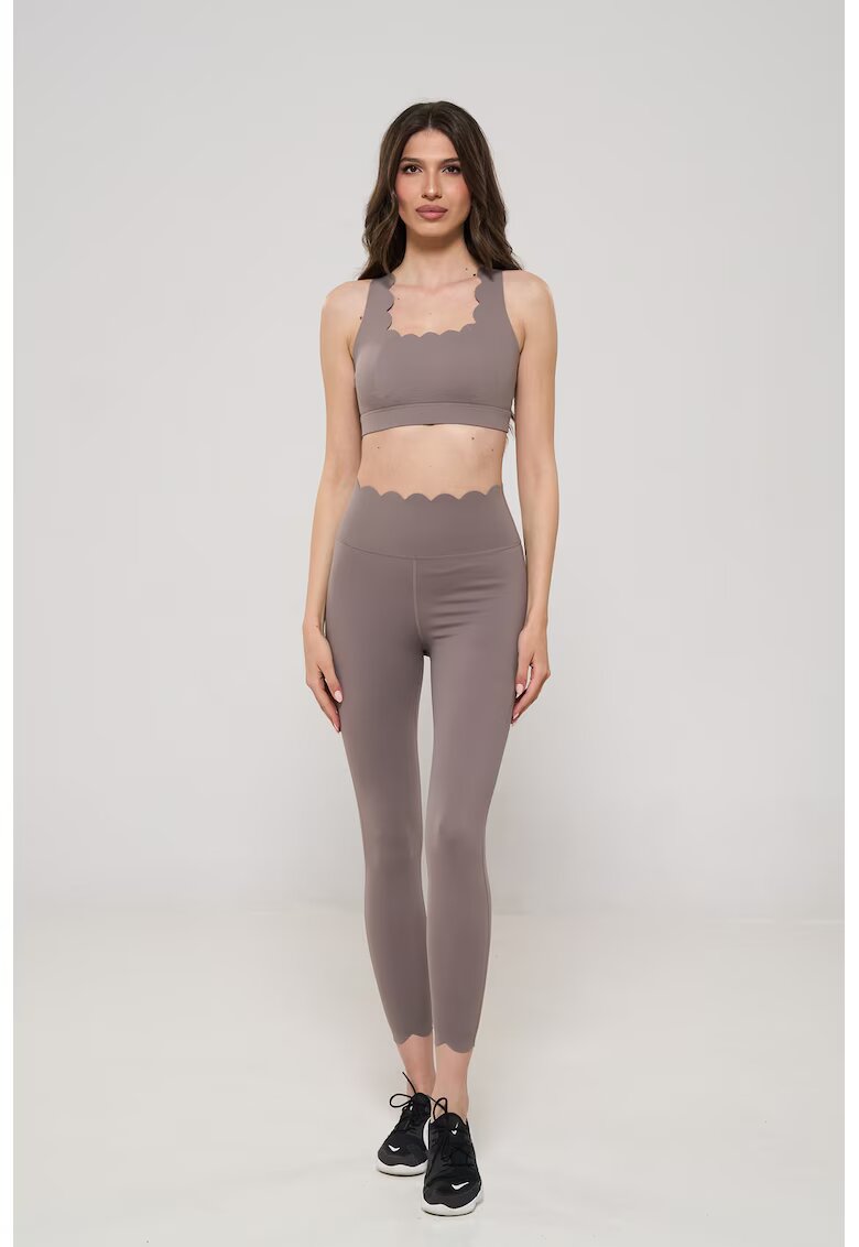 En Prive Set de bustiera slim fit si colanti cu talie inalta - 2 piese - Maro taupe