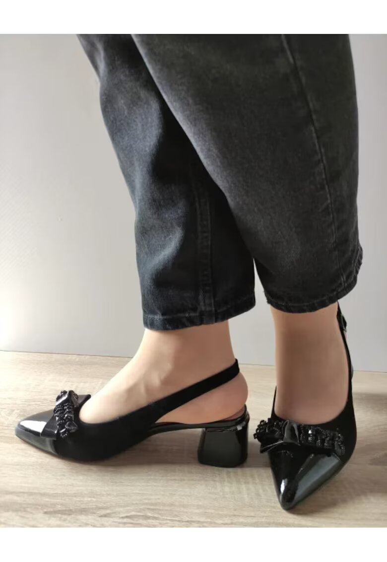 Epica Pantofi din piele intoarsa si piele lacuita - Negru