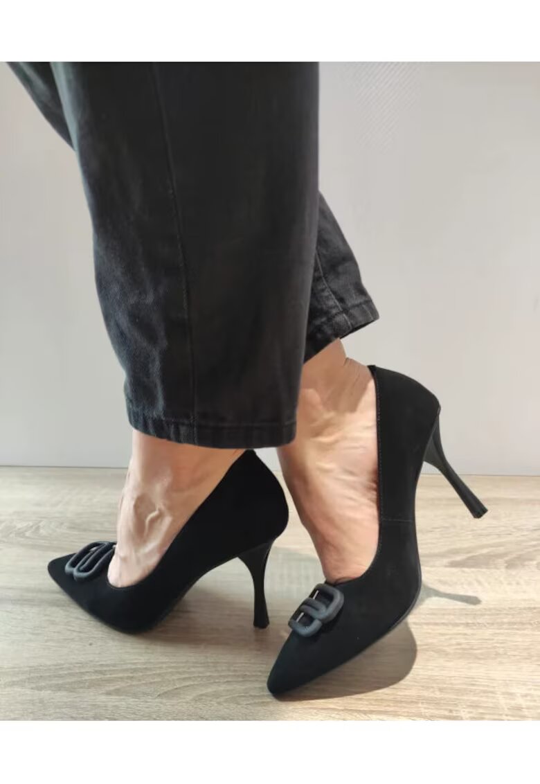 Epica Pantofi Eleganti Dama 015Ta2 01-I Negri Velur - Negru - Negru