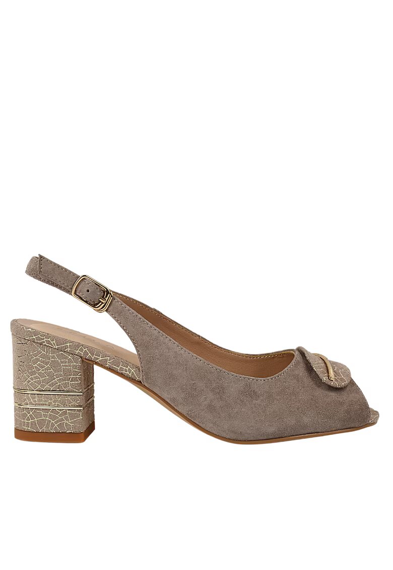 Epica Sandale dama - K360070C bej - piele intoarsa - cu toc - Bej