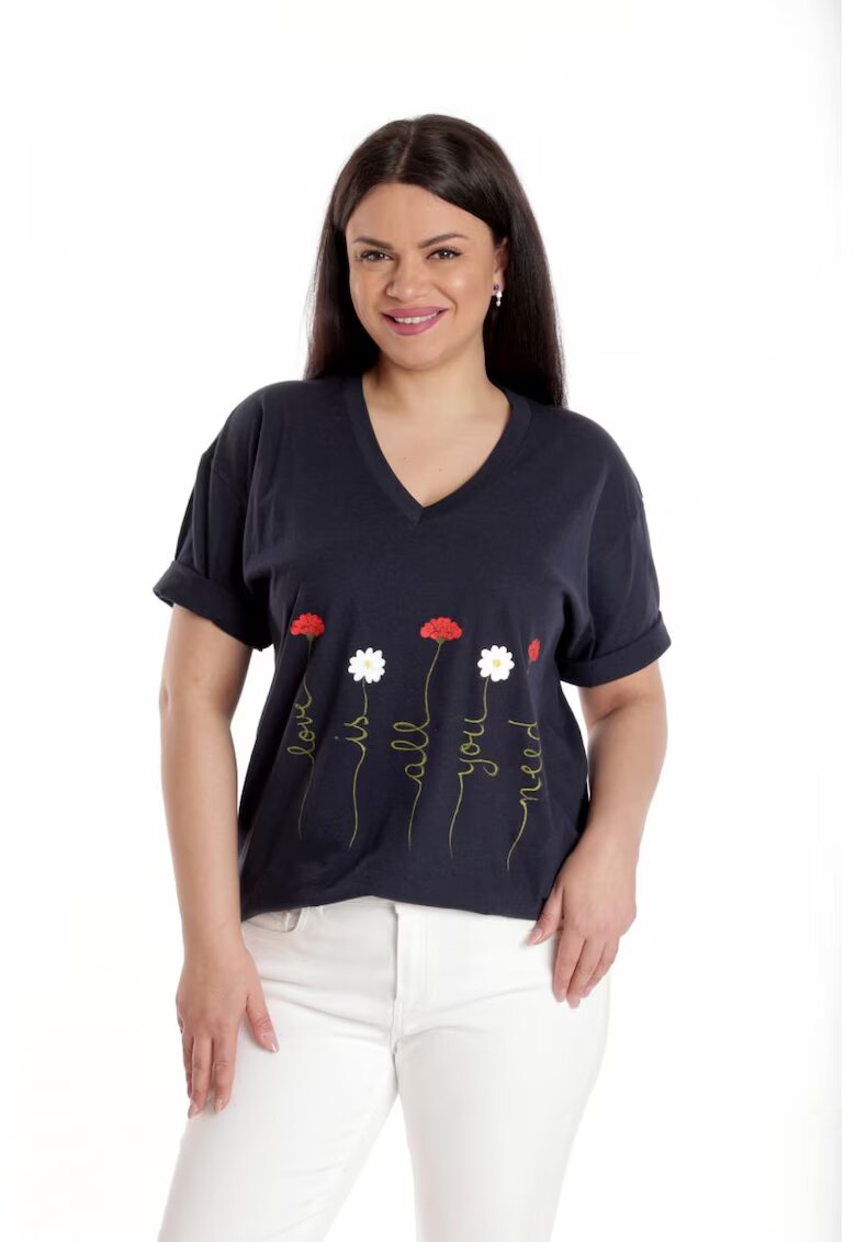 Eranthe 888141920-Bluza Dama - Bleumarin cu Pictura Murala II - Bleumarin