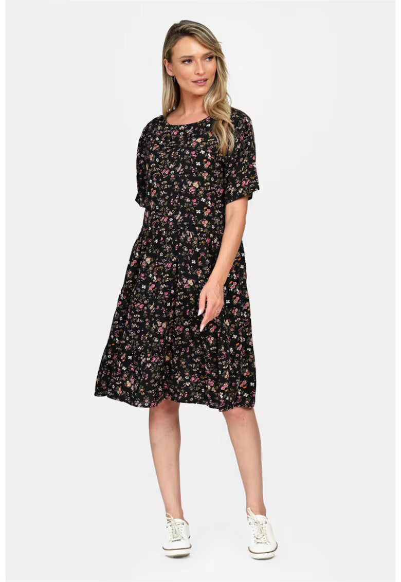 Eranthe Rochie Dama - Microfloral V327 - Negru