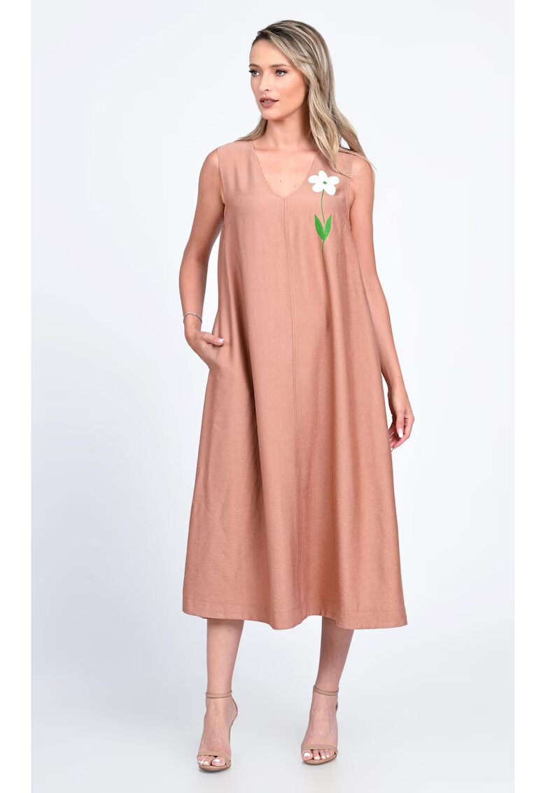 Eranthe Rochie Dama - V-Neckline V323P - cu Pictura Realizata Manual