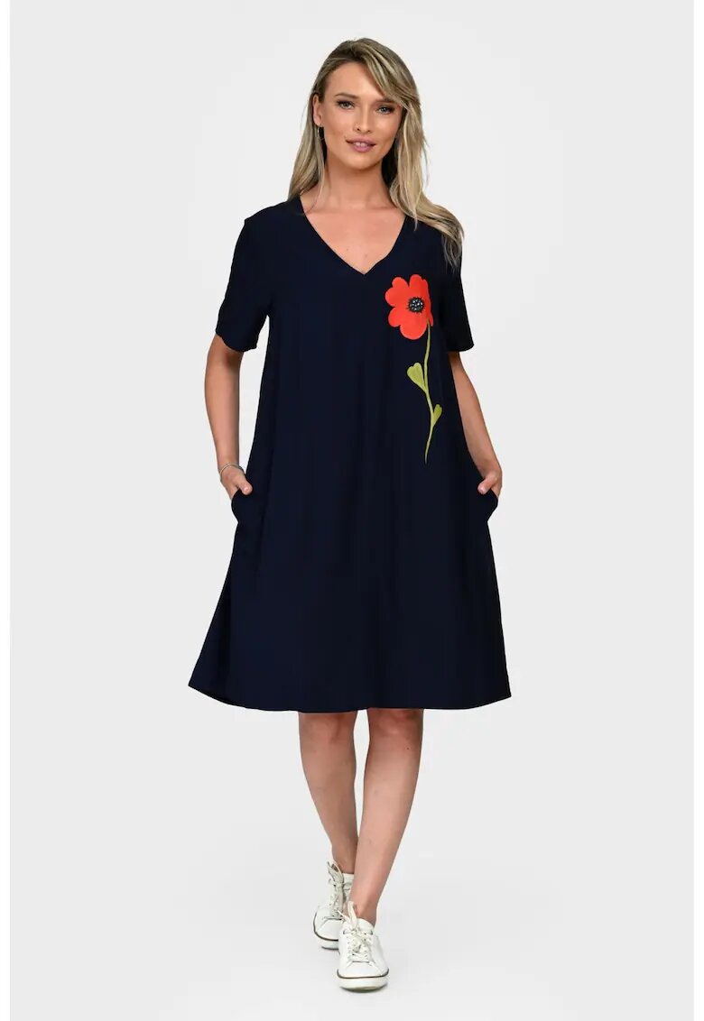 Eranthe Rochie Dama - V-Neckline V342 - cu Pictura Realizata Manual