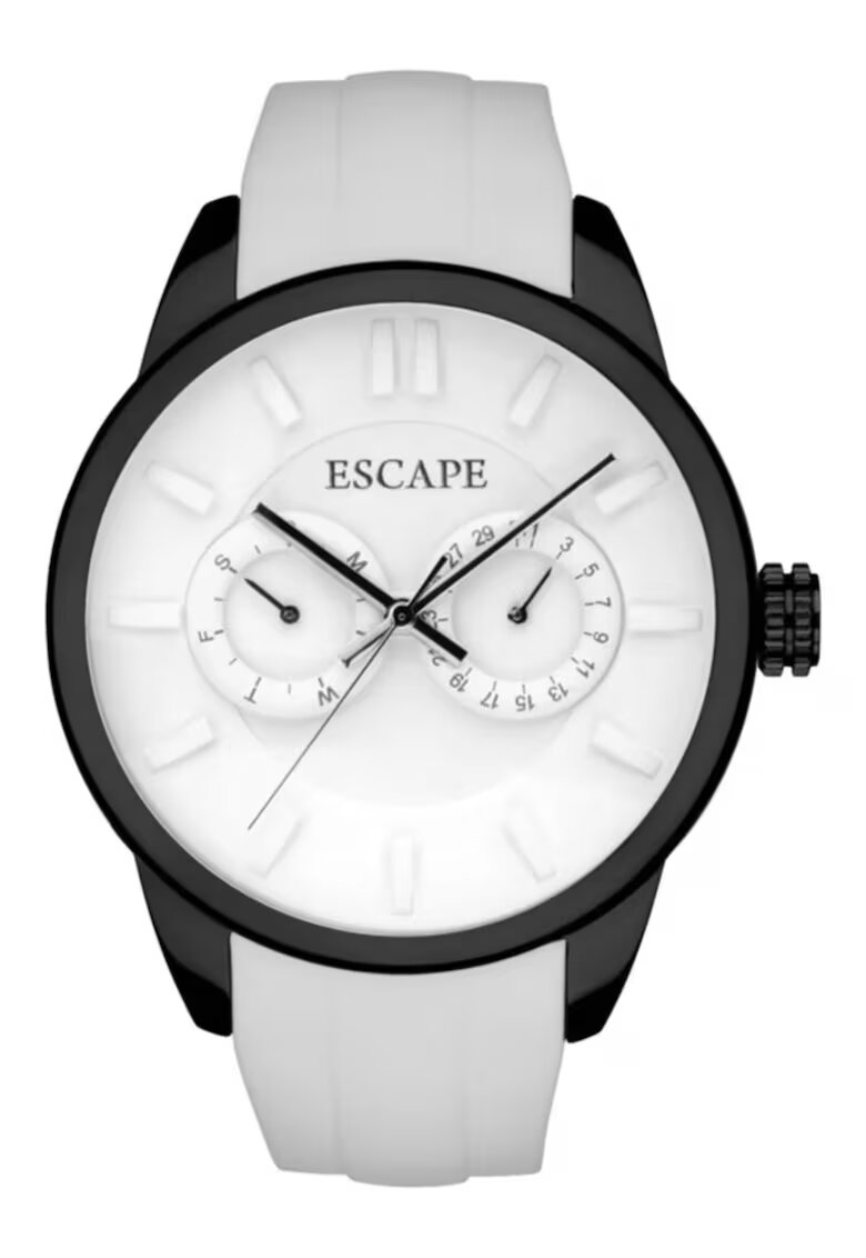 Escape Ceas barbatesc model ECP10782 - curea din silicon - carcasa din otel - 42mm - rezistenta la apa 5 ATM - alb/negru