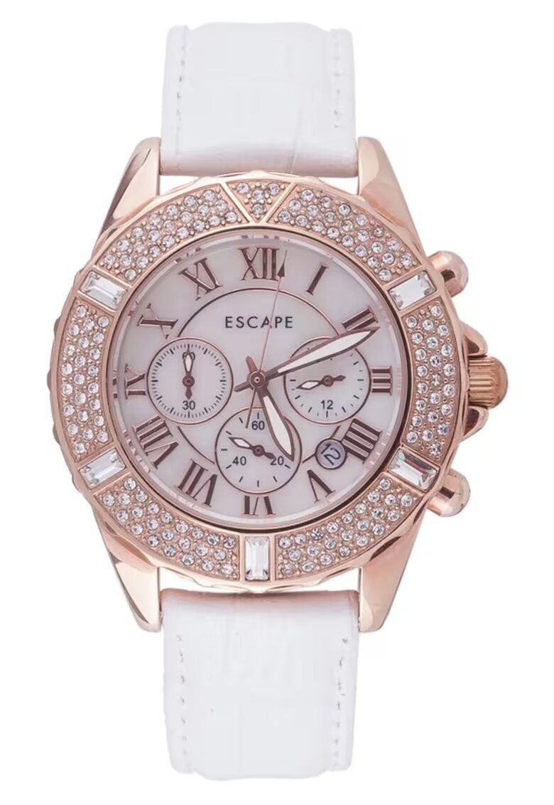 Escape Ceas dama 36 mm - curea otel alba - rezistenta la apa 5 ATM