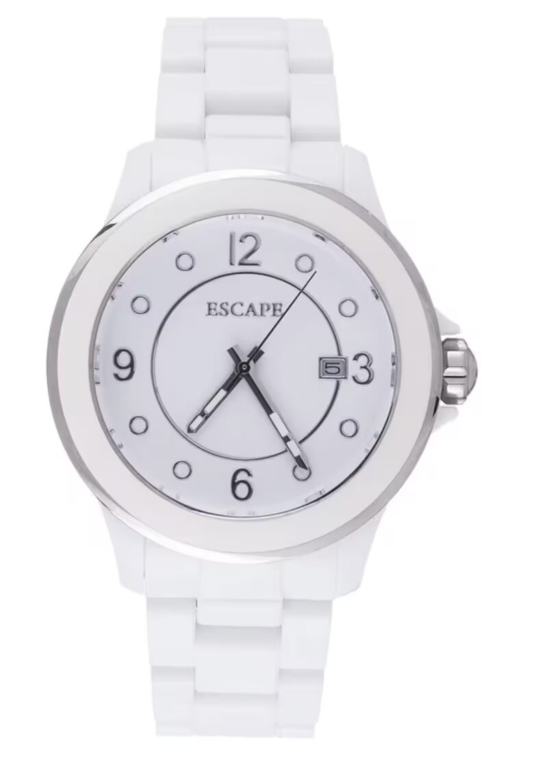 Escape Ceas dama 40 mm - curea plastic alba - rezistenta la apa 5 ATM
