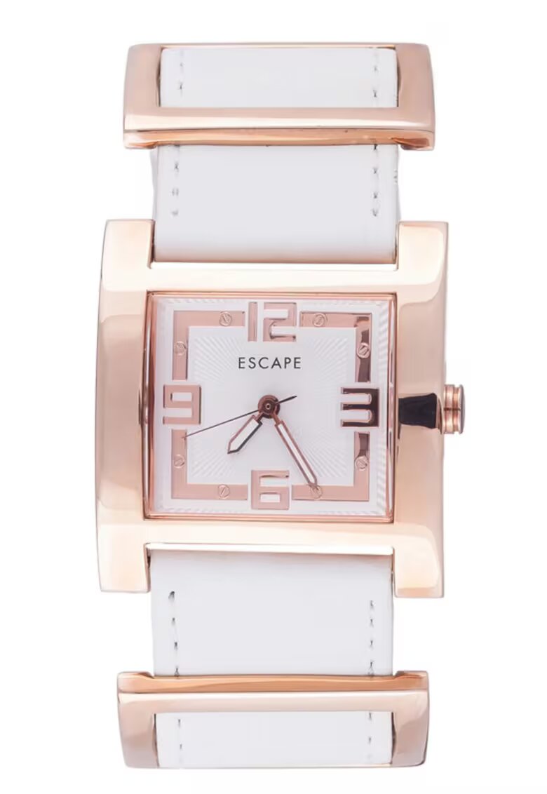 Escape Ceas dama ECP10200 - curea piele ecologica alba - 36mm - rezistenta la apa 5 ATM