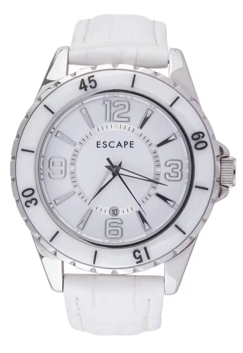 Escape Ceas dama ECP10219 curea piele ecologica argintie 41-45 mm - rezistenta la apa 5 ATM