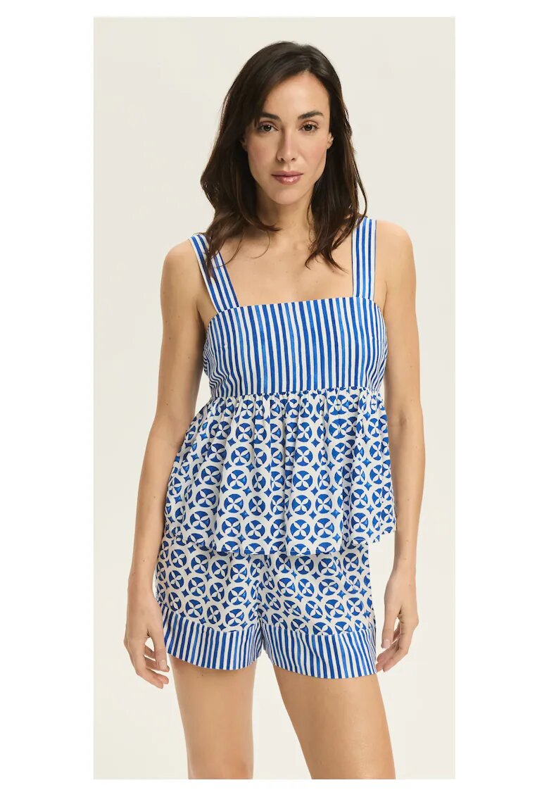 Esotiq Pijama dama albastra - viscoza - maneca scurta - pantaloni scurti - set
